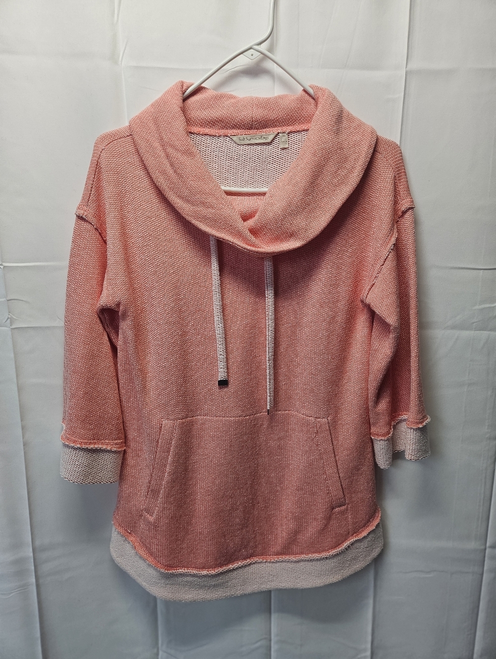 Soft Surroundings Coral Pink Cowl Neck Pullover